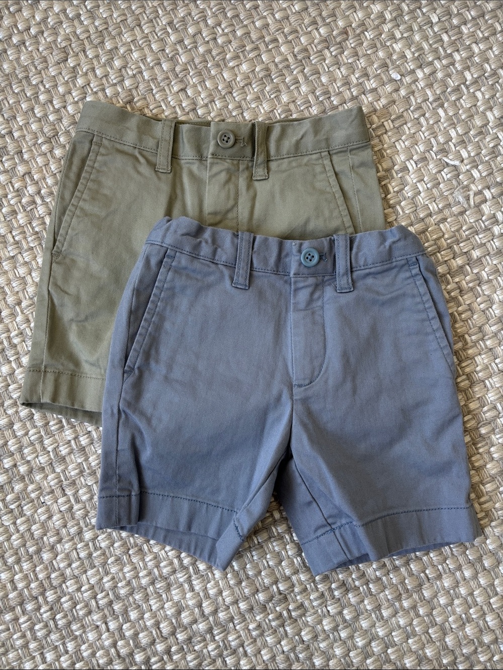 Crewcuts Two-Pack Cotton Shorts in Olive & Slate Blue